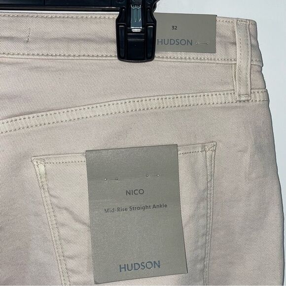 NWT Hudson Nico Mid-Rise Straight Ankle Jean with Slit Hem in Moonbeam Size 32 - Picture 6 of 13